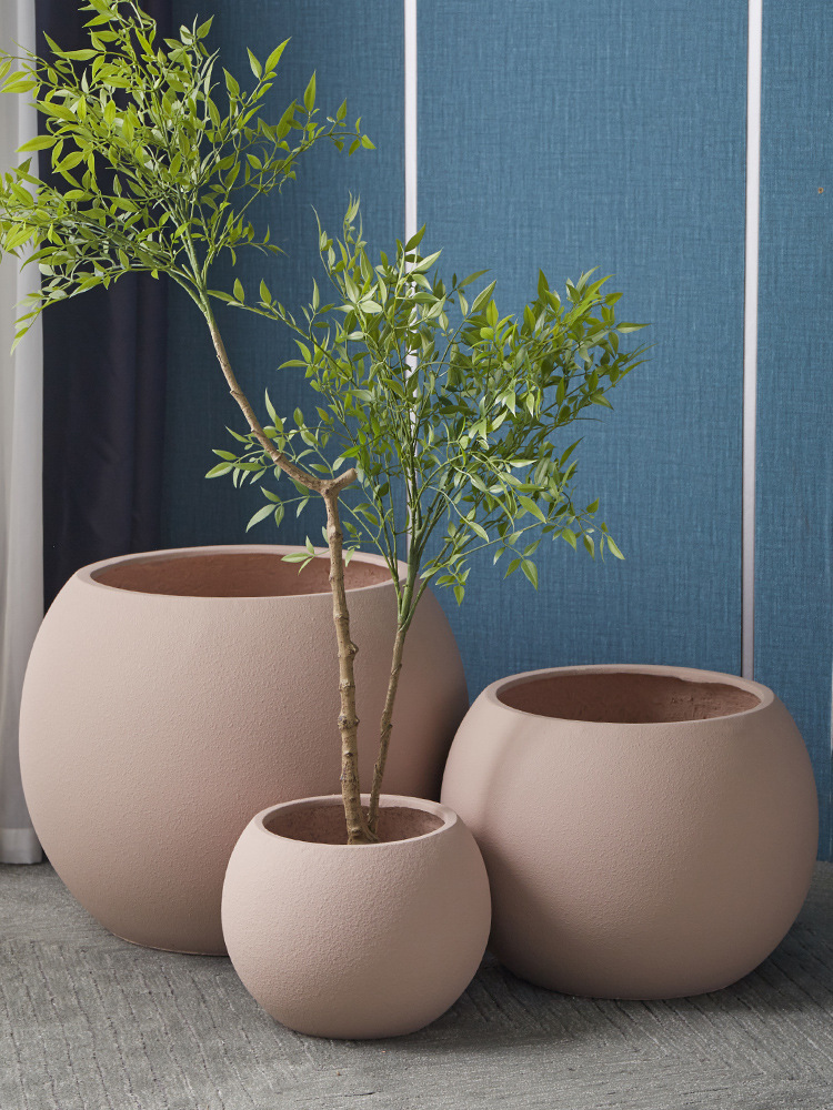 Magnesium Clay Planter Innovative Spherical Floor Vessel for Luxury Home Decor Stores Large Botanical Display Centerpiece
