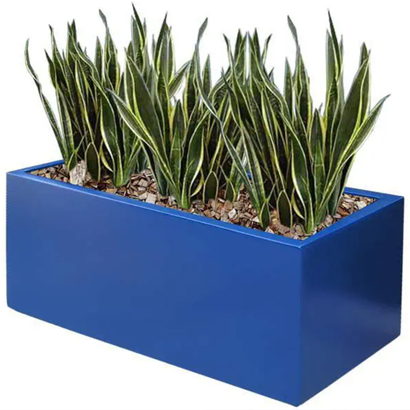 Modern Fiberglass Floor-Standing Vase Shopping Mall Hotel Beautiful Soft Decoration Square Flower Pot Custom FRP Planter Box
