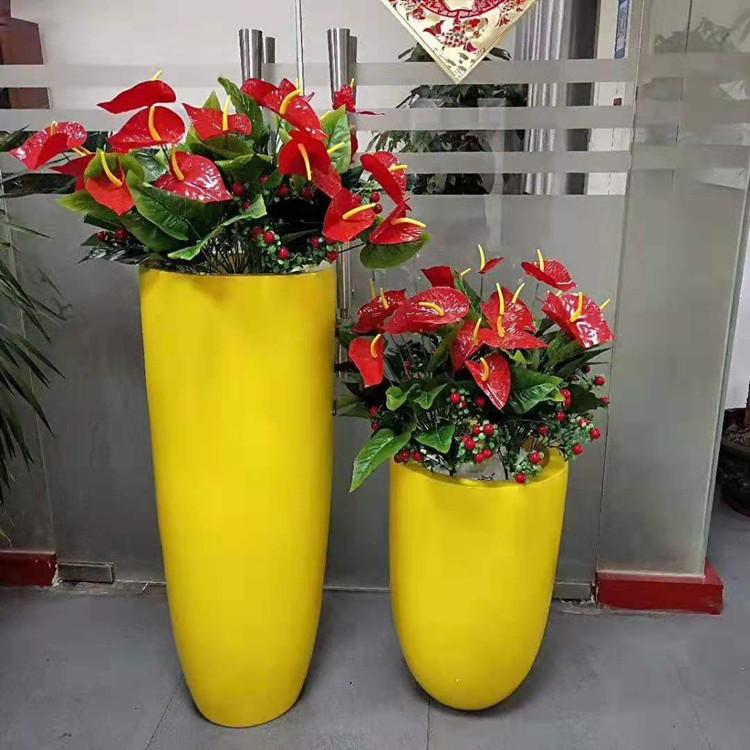 Cylindrical Hall Hotel FRP Potted Plant Combination Set Fiberglass Planter Pots