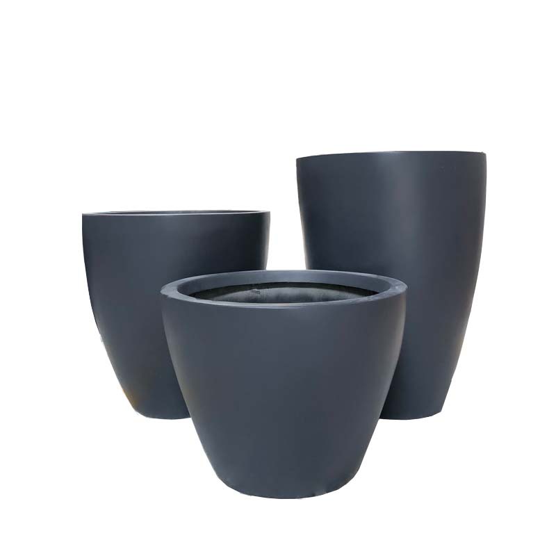 Black Large  Round  Fiberglass  Plant Pot for  Mall 