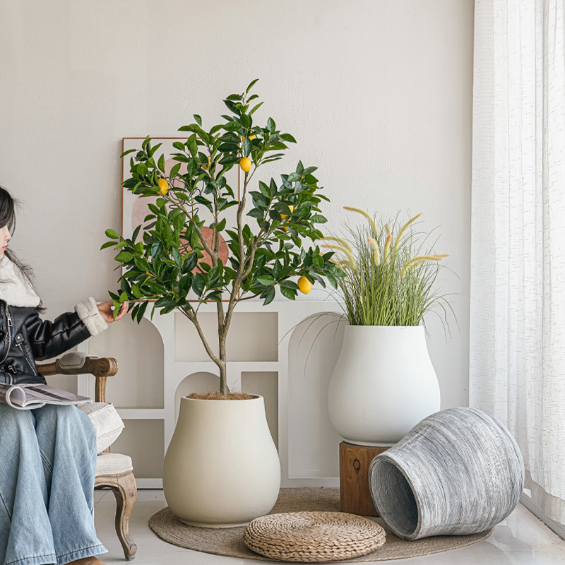  Magnesium Clay Planter Innovative Spherical Floor Vessel
